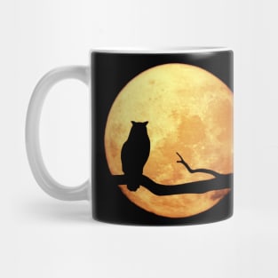 Yellow Moon Owl Shadow Halloween Design Mug